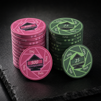 Jetons de poker en céramique personnalisés 39mm 10g, impression intégrale, valeur nominale et bord personnalisés, finition mate ou maille fine, MOQ 100, conception gratuite, pour clubs et cadeaux