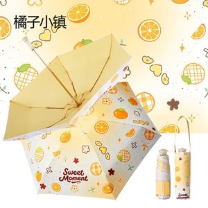 Paraguas Portátil con Estampado Floral, Protección UV, 96 cm de Diámetro Abierto, Seis Varillas, Mango Retráctil de Cinco Pliegues y Correa Ancha - Product Image 4