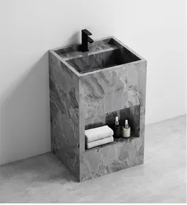 Offre Spéciale moderne hôtel sanitaire autoportant une <span class=keywords><strong>colonne</strong></span> Lavabo évier <span class=keywords><strong>pas</strong></span> <span class=keywords><strong>cher</strong></span> plaque de roche salle de bain lavabo armoire - Product Image 3