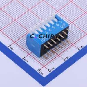 TE-07R DIP Switch Through hole Component (THT) Switch Piano Key Single Pole Single Throw 7 PC Pin - Product Image 1