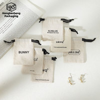HKSHF Pochette à cordon en coton et lin personnalisée, simple et très vendue, sac d'emballage réutilisable pour bijoux, mini pochette pour cadeau d'anniversaire