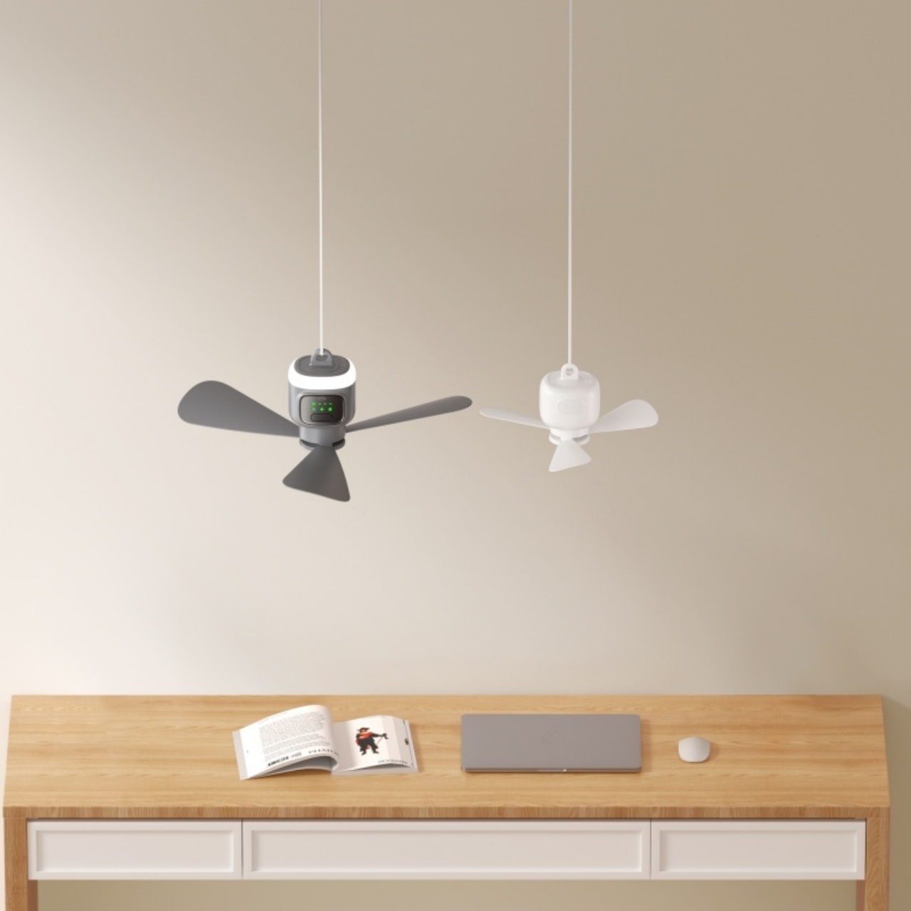 Portable LED Light Foldable Ceiling Fan Electric Battery Four-Speed Remote Control Indoor & Outdoor& Use Box Packaging