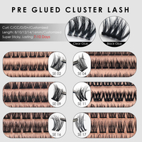 Cils autocollants sans colle, cils en grappe pré-collés, pose facile DIY, cils à presser, tenue super longue 7-15 jours, imperméables