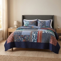 Ensemble de draps de lit en coton patchwork matelassé de style coréen, literie florale pour lit de 1,8 m, doux et agréable pour la peau, toutes saisons, 3 pièces