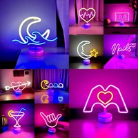 Vente en gros de néons de table LED personnalisés, alimentés par piles ou par USB, décoration de bureau, mini néon décoratif, lumière de nuit