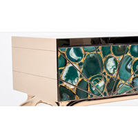 Meubles d'entrée de luxe pour couloirs Table console en incrustation de pierre d'agate verte