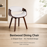 Chaise de salle à manger en bois avec accoudoirs en arc et assise en U, confortable et durable, pour hôtel, en bois courbé