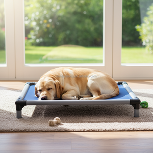 Cama plegable de PVC para perros de lujo para exteriores, colchoneta de verano ecológica y refrescante para dormir, camas elevadas para perros con patrón sólido para mascotas y gatos - Product Image 6