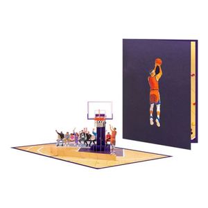 Carte de vœux 3D pop-up sur le thème du basketball pour garçons, hommes, cadeau pour les fans de sport, anniversaire - Product Image 1