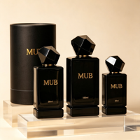 Botol Parfum Kaca Desain Khusus 30 ml 50 ml 100 ml Botol Parfum Kotak Hitam Mewah Dengan Tutup Khusus