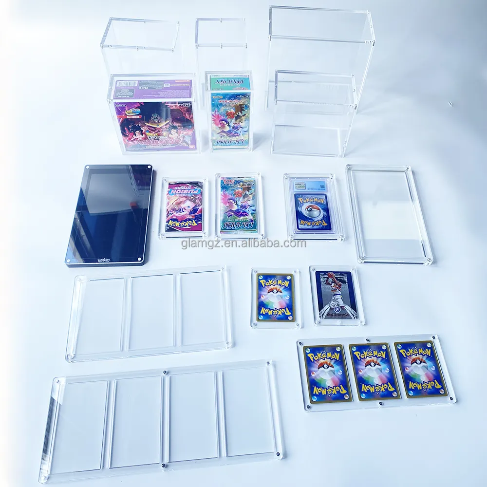 Aangepaste Magnetische Upc Tcg Opslag Ruilkaart Etb Plexiglas Heldere Cadeau Vitrine Acryl Pokemon Booster Box