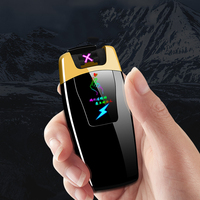 Briquet électronique à écran couleur personnalisé, croix à Double Arc, briquet intelligent coupe-vent, briquet de torche Usb