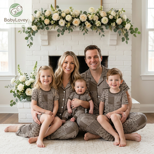 Babylovey Envío Rápido, Conjunto de Pijamas de Bambú con Estampado Personalizado para Niños, <span class=keywords><strong>Padres</strong></span> y Parejas - Product Image 1