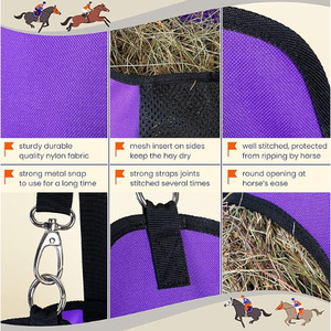 Bolsa para heno colgante Wls, 48x50x25 cm, tela Oxford, para alimentación de caballos, color morado - Product Image 4