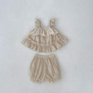 Nuovo arrivo estate 100% in cotone tessuto dolce senza maniche Top e pantaloncini di colore puro tutine per bambine di 1-3 anni - Product Image 6