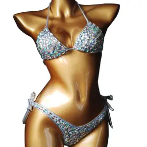 Luxury Fringed Flower Rhinestone Bralette Bikini Coverup Top