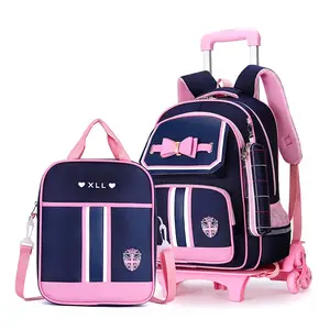 Pink Fashion Oxford School Bag Trolley School Bags With Trolley Wheeled Trolley