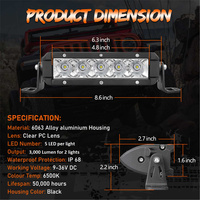 2 piezas 6 pulgadas Slim Single Row 30W Spot Beam Pattern 4X4 Accesorios Off Road LED Light Bar