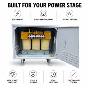 Transformador de Potencia <span class=keywords><strong>CHIPSEN</strong></span> EI480 de 20Kva, Tipo Seco, Trifásico, 220V a 380V, SMPS, 20kW, Bobinado de Aluminio y Cobre, para Carga de Vehículos Eléctricos - Product Image 3