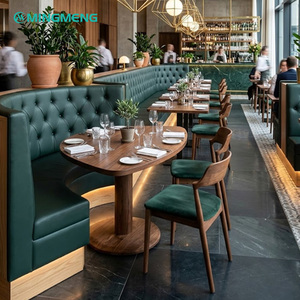 Contemporary <b>Restaurant</b> Booth <b>Set</b> Oval Wood Table PU Leather Seating Durable Commercial Dining Furniture - Product Image 1