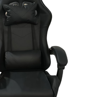 Chaise de jeu ergonomique tout noir réglable, chaise de bureau inclinable pour ordinateur, pivotante et basculante, capacité 150 kg, pour adulte