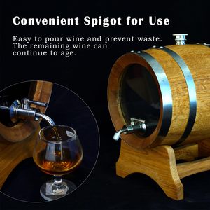 Barril de Roble de 3 Litros con Base, Tapón y Grifo, Mini Barril de Whisky de Madera - Barriles de Roble Carbonizado para Whisky - Product Image 5