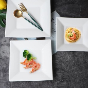 Ceramic Square <b>Plate</b> White Porcelain For Pasta <b>Steak</b> Sushi Western Dinner Hotel Use - Product Image 2