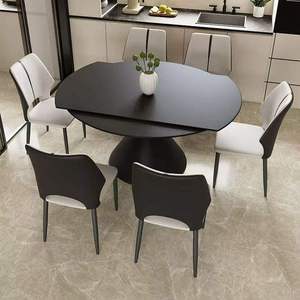 Tavolo da Pranzo Estensibile <span class=keywords><strong>Salvaspazio</strong></span>, da Quadrato a Rotondo, Tavolo Telescopico Multifunzione per Cucina e Sala da Pranzo in Spazi Ristretti - Product Image 4