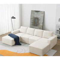 Ensemble de canapé d'angle modulaire en forme de L à trois places, nouvellement conçu, confortable, avec housse en tissu moelleux, moderne, pour salon, appartement, aspirateur