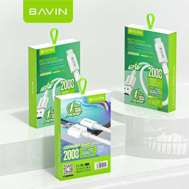 BAVIN Custom Wholesale Price 2M Usb Type C to USB  Type c  60w 3a Mobile Phone Fast Charging Cable for Android Huawei PC Tablet