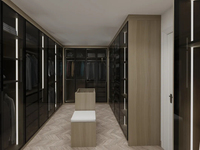 Ensemble de meubles de chambre à coucher modernes et minimalistes, armoire sur mesure autoportante et bureau à domicile avec portes en MDF pour usage hôtelier