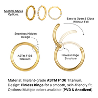 JiaXin ASTM F136 Anneau segmenté articulé en titane, anneau de nez, double anneau de nez, boucles d'oreilles à charnière, boucle d'oreille hélix pour cartilage