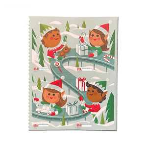Étiquettes autocollantes rectangulaires en PVC imperméables à séchage rapide, thème <span class=keywords><strong>de</strong></span> Noël 2020, style vintage, pour timbres postaux - Product Image 6