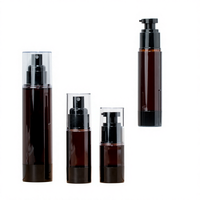 Flacon pompe sans air en PP écologique 15ml/30ml/50ml/100ml/200ml, brun mat, à baïonnette, pour sérum cosmétique et crème visage