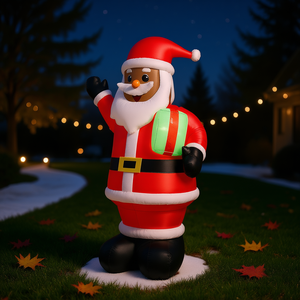 Décoration de Noël gonflable Père Noël noir de 7 pieds avec lumières LED intégrées pour la cour, les fêtes de fin d'année et la pelouse avant - Product Image 2