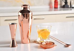 Kit de barman Martini 2026, ensemble plaqué cuivre avec support en bambou, <span class=keywords><strong>shaker</strong></span> à cocktail <span class=keywords><strong>parisien</strong></span> doré de 19 oz avec accessoires de bar - Product Image 3