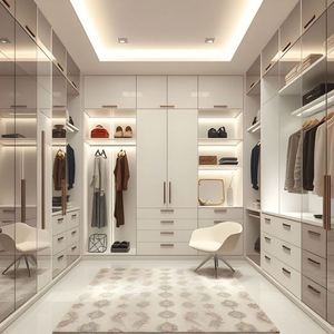 Armoire en bois et verre de style minimaliste moderne, fabrication, grand espace de rangement, vente chaude, pour chambre à coucher - Product Image 1