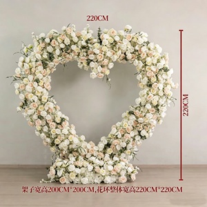 Arreglo Floral Artificial para Boda, Corazón de Rosas de Seda, Fondo Moderno Hecho a Mano para Decoración de Bodas y Fiestas - Product Image 2