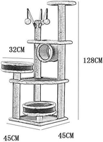 Structure d'escalade pour chat en bois moderne multi-niveaux avec nid intégré, poteaux à gratter en sisal, plateformes de saut et logement confortable - Noël