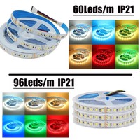 Bande LED 12V 24V RGB CCT 5 couleurs en 1 puce SMD 5050 60 96 LEDs par mètre ruban flexible pour la décoration de la maison IP20