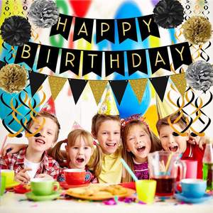 Guirnalda de Papel Colorida de <span class=keywords><strong>Feliz</strong></span> <span class=keywords><strong>Cumpleaños</strong></span> con Banderines, Confeti Circular, Serpentinas en Espiral y Decoración de Panal para Fiesta - Product Image 3