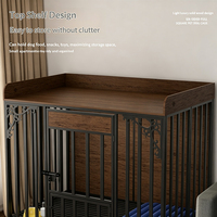 Caseta Plegable de Madera Gruesa con Techo Plano de 95 cm para Mascotas, con Estante de Almacenamiento y Diseño de Inodoro Separado, para Uso Doméstico en Perros
