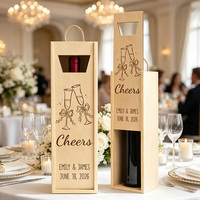 Boîte cadeau en bois pour vin, porte-bouteille personnalisé avec fenêtre découpée pour mariage, cérémonie, fête, événement, emballage pour invités