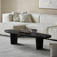 Table basse ovale en bois massif de style nordique raffiné, table à thé vintage inspirée des B&B, design créatif pour salon