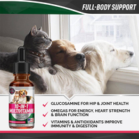 Vitamines pour animaux de compagnie 10 en 1, gouttes liquides naturelles de glucosamine pour chiens et chats, complément multivitaminé pour la santé de l'intestin, de l'immunité et des articulations des chiens
