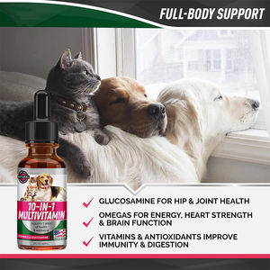 Vitaminas para Mascotas 10 en 1, Gotas Líquidas de Glucosamina Natural para Perros y Gatos, Suplemento Multivitamínico para la Salud Intestinal, Inmunológica y Articular del Perro - Product Image 3