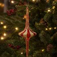 Maßgefertigter Handgeblasener Glas-Eiszapfen Weihnachtsbaumschmuck Rot und Gold Vintage Umweltfreundlich Handbemalte Feiertagsbaum-Dekoration