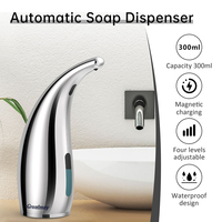 Dispensador automático de jabón líquido de 300mL/11oz, sin contacto, 4 niveles, sensor infrarrojo ajustable, resistente al agua, para baño, cocina, Hotel
