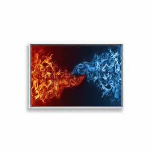 Toile imprimée moderne : Art mural abstrait en verre sur le thème du feu et de la glace, TOILE ENCADRÉE BLANCHE - Product Image 2