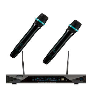 Microphone sans fil à double canal UHF à fréquence <span class=keywords><strong>fixe</strong></span> pour karaoké, fête de mariage, spectacle d'église. - Product Image 3